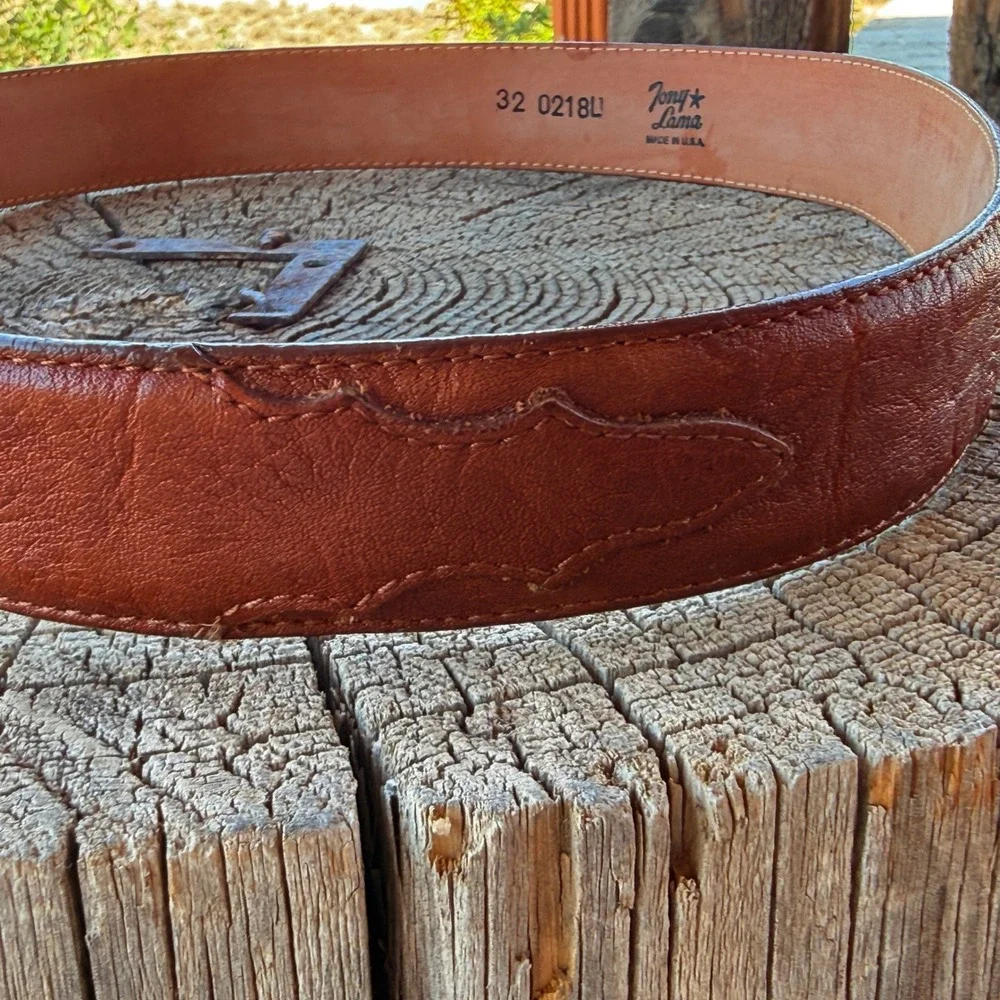 Vintage 1990s Tony Lama Made in USA Western Leather Belt